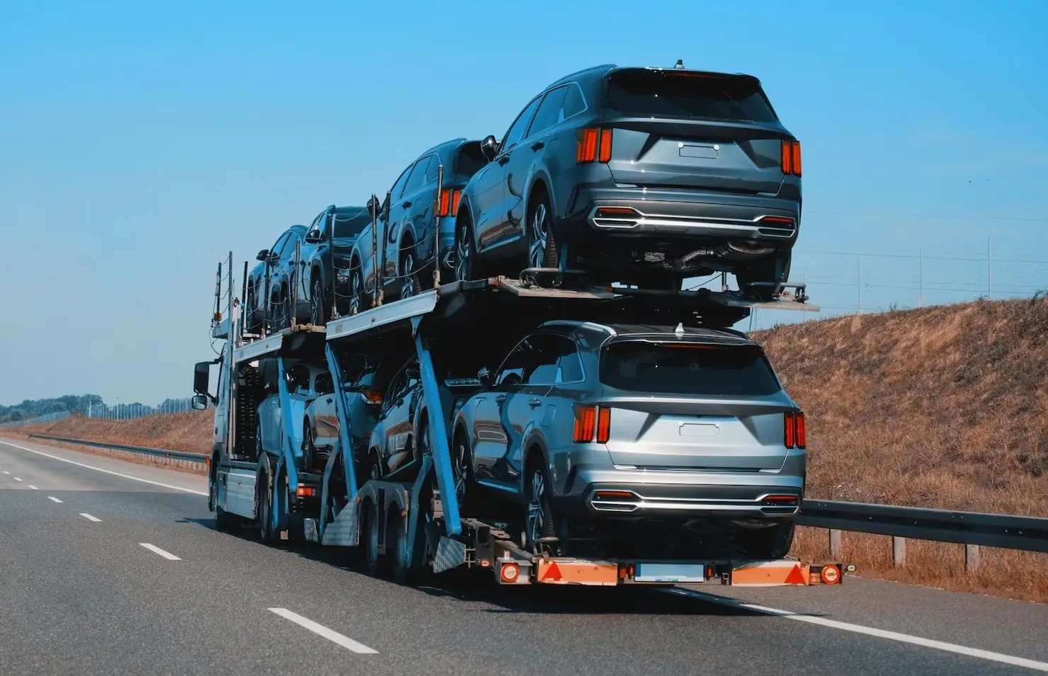 Vehicle transport truck on the road